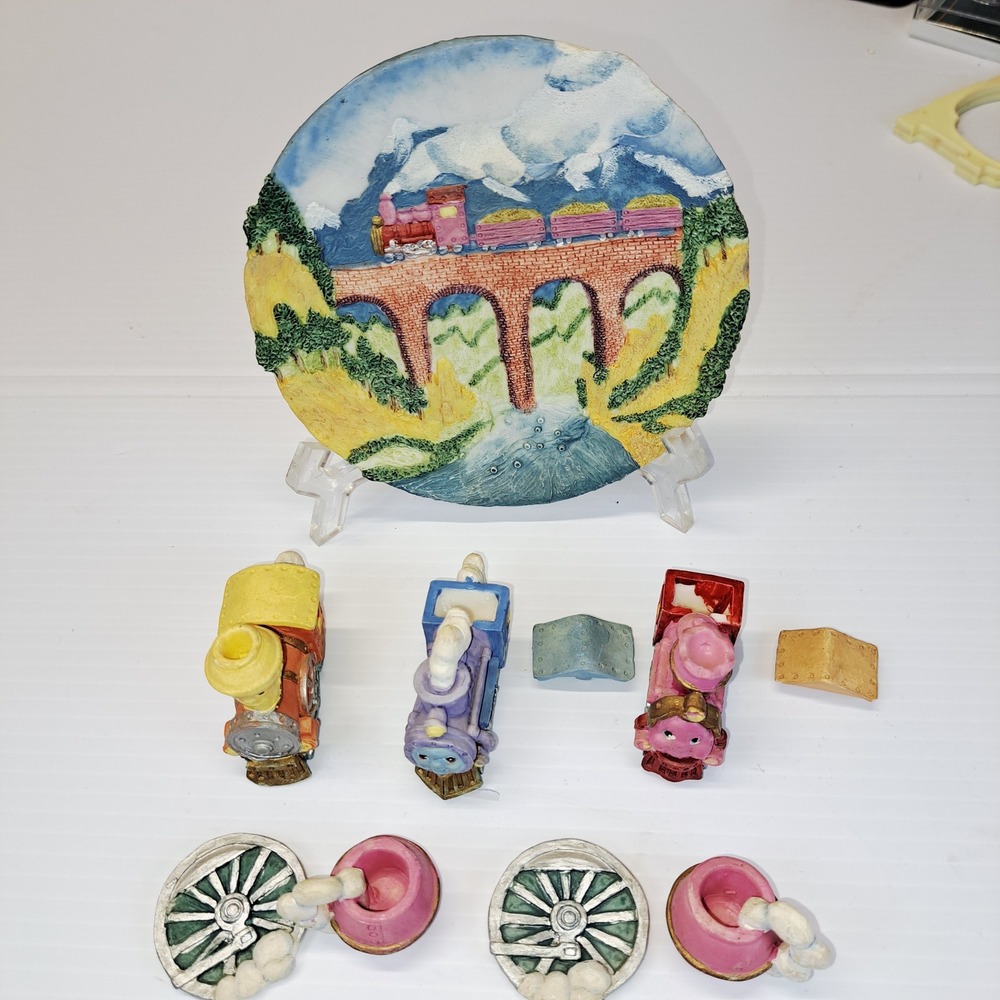 Popular Imports Miniature Train Tea Set Decor OS Multi Good 1997 Resin 8pc Set
